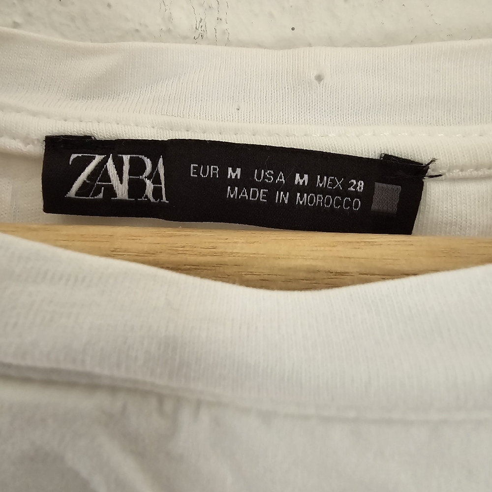 ZARA White Bubble T-Shirt Short Sleeve Boxy Medium - Picture 5 of 6